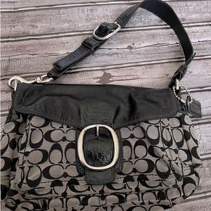 Coach Purse Black & Silver Signature Purse